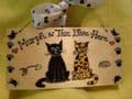 BEWARE OF THE CATS OR ANY OTHER PHRASE WOODEN PERSONALISED up to 3 Kitty Cat CHARACTERS SIGN PLAQUE HANDMADE